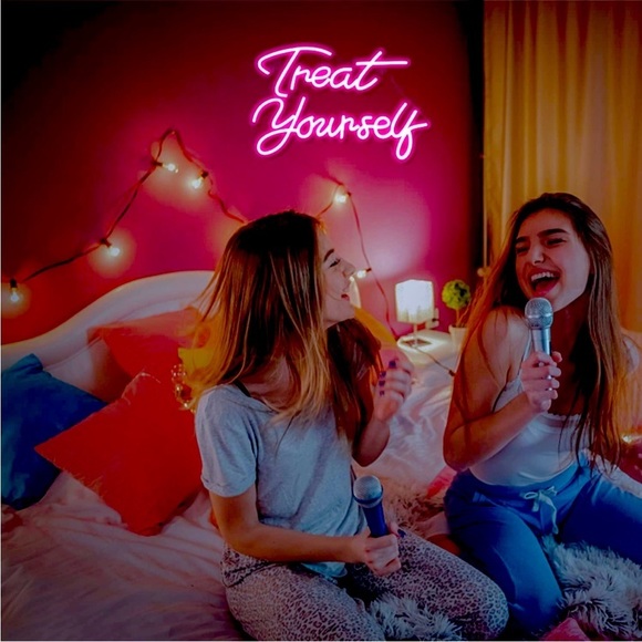 Treat Yourself Pink Neon Light LED Display Bedroom Diva Princess Teenager Decor - Picture 4 of 7